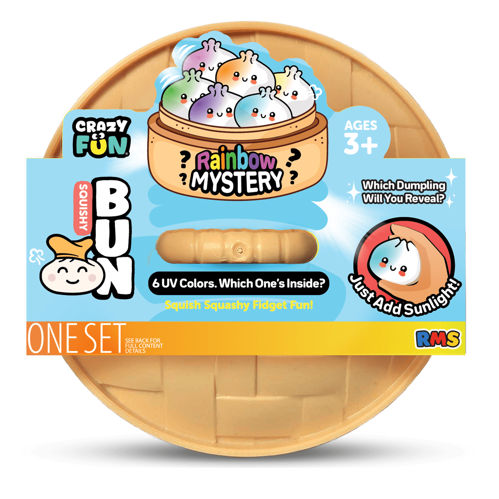 RMS Crazy Fun® Rainbow Mystery Dumpling UV Edition Squishy Bun Set - Five Below