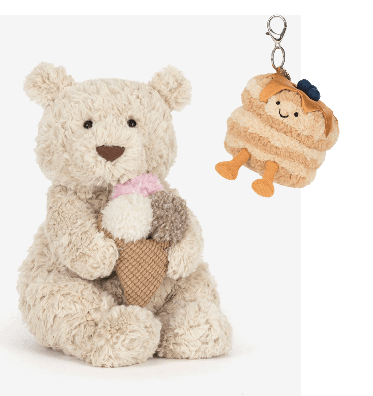 🍨 Jellycat NYC Exclusives Just Restocked! Pancake Bag Charm & Ice Cream Bear