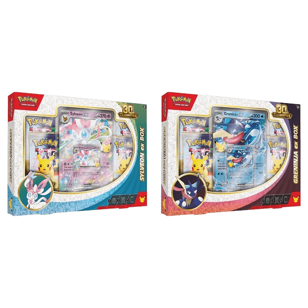 Pokemon TCG: 30th Celebration Pokemon ex Box—Sylveon ex & Greninja ex