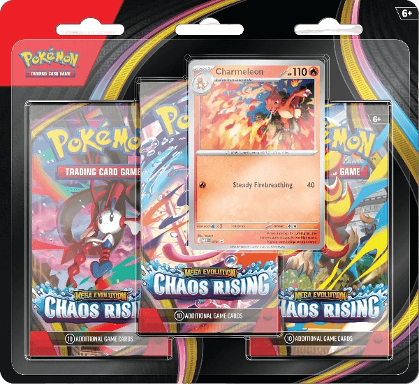 05/22 Pokemon TCG - Mega Evolution Chaos Rising 3 Blister Booster Packs - Random Style