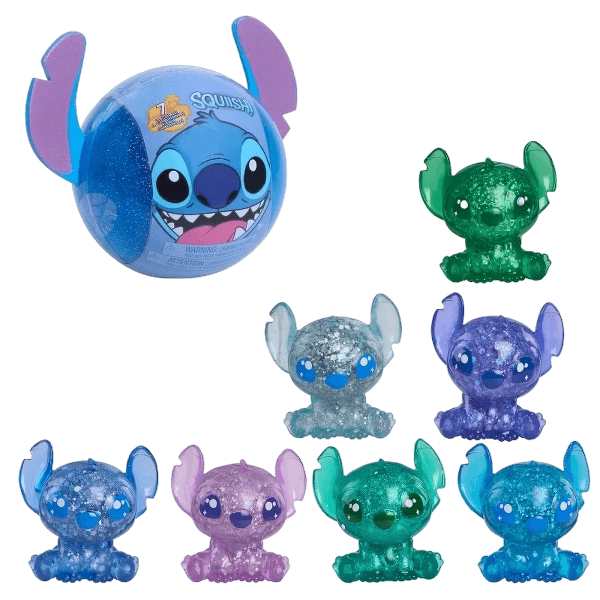 Disney Stitch Squish-a-Stitch Collectible Figures 2" Mystery Glitter Figurine Squishy Fidget Toys Blind Box