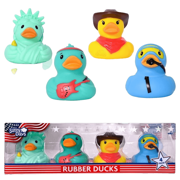 Sunny Days Toymendous Squeeezy 4pk Americana Rubber Ducks