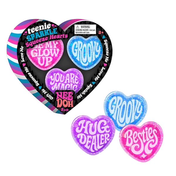 Schylling NeeDoh Teenie Sparkle Squeeze Hearts