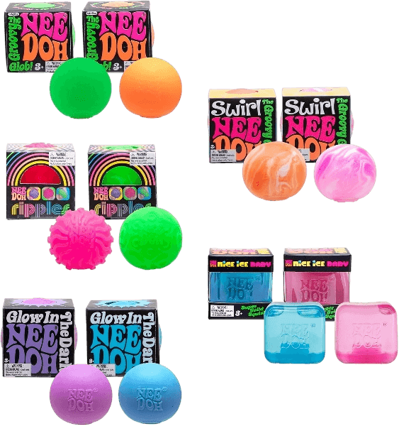 Schylling NeeDoh Teenie 10-Pack, 5 Styles of Doh-Filled Squishies